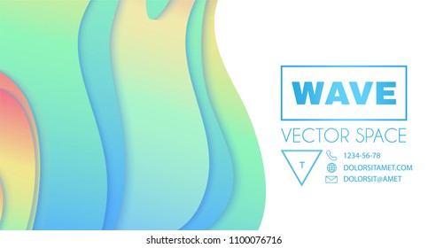 Abstract Paper Cut 3D Wave Background. Rainbow Coloe Soft Design. Vector illustration