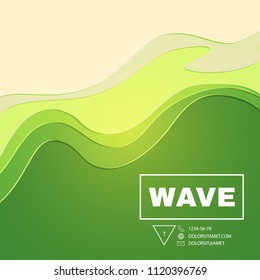 Abstract Paper Cut 3D Wave Background. Colorful Design. Vector illustration