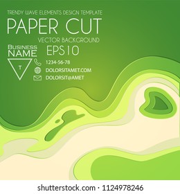 Abstract Paper Cut 3D Wave Background. Colorful Design. Vector illustration