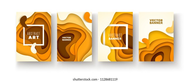 Abstract paper cut background | Autumn palette | Layered hole | 3d illustration Paper carving art | Vector design layout for business presentations, flyers, posters, invitations
