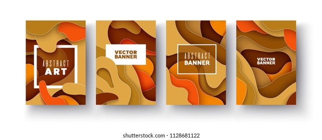 Abstract paper cut background | Autumn palette | Layered hole | 3d illustration Paper carving art | Vector design layout for business presentations, flyers, posters, invitations