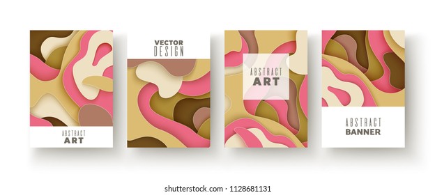 Abstract paper cut background | Autumn palette | Layered hole | 3d illustration Paper carving art | Vector design layout for business presentations, flyers, posters, invitations