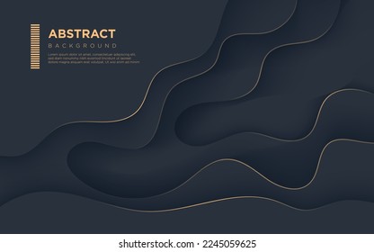 Resumen de fondo de corte de papel. capas de papel azul marino negro. Origami o decoración de tallado. Concepto de topografía. vector eps10