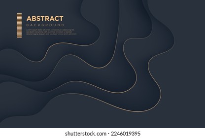 Abstract paper cut background. black navy blue paper layers. Origami or carving decoration. Topography concept. eps10 vector