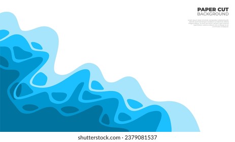 abstract Paper cut background. Paper Cut Background Blue Abstract Wave. wavy blue background. paper cut background vector art.