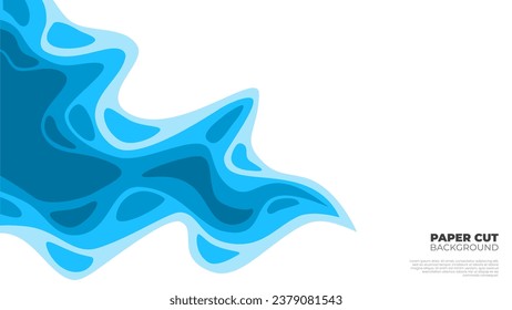 fondo de corte de papel abstracto. Ola de resumen azul de fondo de corte de papel. fondo azul ondulado. arte vectorial de fondo de corte de papel.