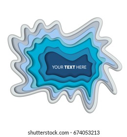 Abstract paper cut background. Blue colored layered vector hole illustration