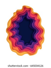 Abstract paper cut background. Colored layered vector hole 3d  illustration. 