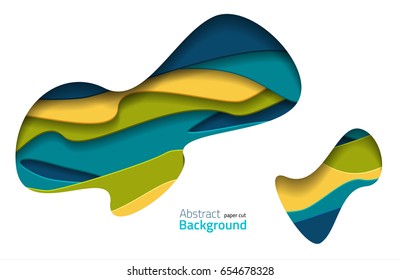 Abstract paper cut background. Colorful vector illustration with 3d effect.
