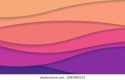 Abstract paper cut background. Composition of blue and yellow modern wavy layers