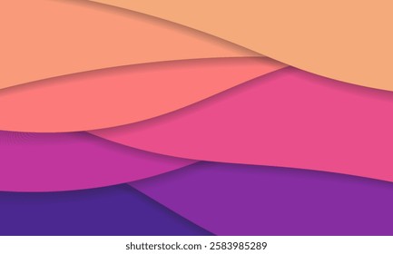 Abstract paper cut background. Composition of blue and yellow modern wavy layers
