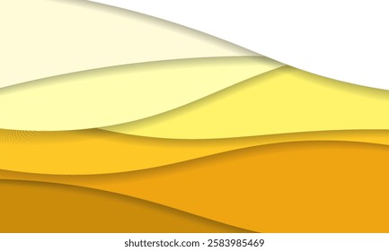 Abstract paper cut background. Composition of yellow  and white modern wavy layers