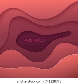 Abstract paper cut background. Paper curved layers. Origami or carving decoration. Topography concept. Vector illustration