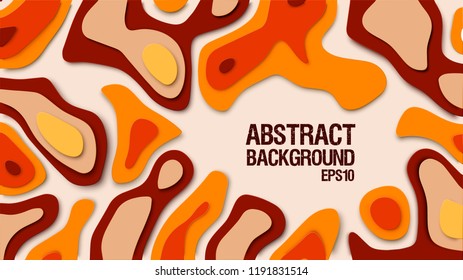 Abstract Paper cut background. Paper decoration for design textured with cardboard wavy orange layers.