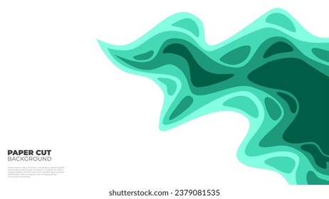 fondo de corte de papel abstracto. Ola de resumen verde de fondo de corte de papel. fondo verde ondulado. arte vectorial de fondo de corte de papel.