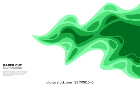 abstract Paper cut background. Paper Cut Background green Abstract Wave. wavy green background. paper cut background vector art.