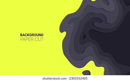 Abstract paper cut background with multi layers effect 3D. Smooth origami shape paper cut texture with gradient, topographic relief imitation vector illustration