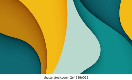 Fundo de corte de papel abstrato com curvas orgânicas em cores terrosas
