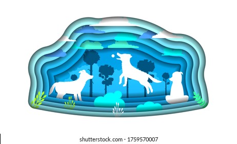Abstract Paper Cut Background Swan Dog Animal Tree Forest Fauna