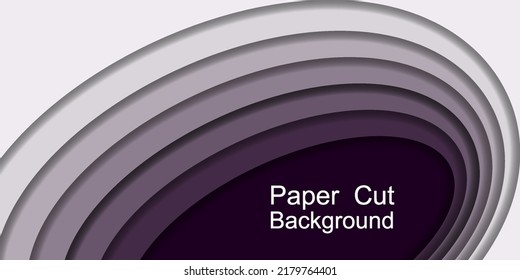 Abstract Paper Cut Background.  Topography 3d Circle Layers;  Purple Galaxy Space Vortex, Geometric Shape Topo Lines. Modern Trendy Banner Design, Vector Illustration