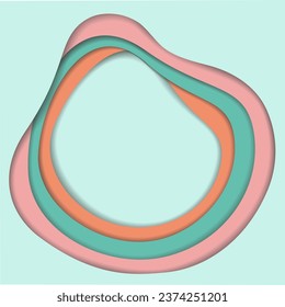 Abstract paper cut background in trendy spring colors. Copy space. Template for lettering or cards
