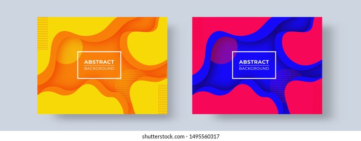 Abstract paper cut background in two color option template design.