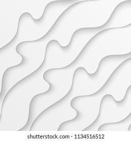 Abstract paper cut background. Wavy white illustration.