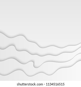 Abstract paper cut background. Wavy white illustration.