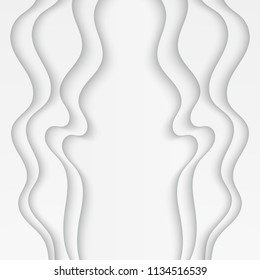 Abstract paper cut background. Wavy white illustration.