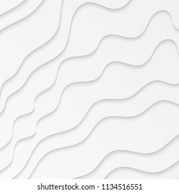 Abstract paper cut background. Wavy white illustration.