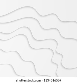 Abstract paper cut background. Wavy white illustration.