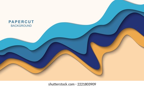 Abstract paper cut background with wavy design