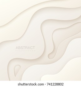 Abstract paper cut background. White paper layers. Origami or carving decoration. Topography concept. Vector illustration