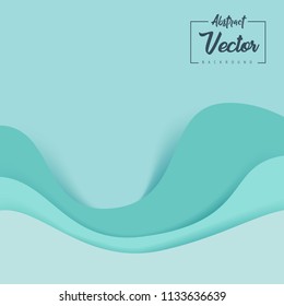 Abstract paper cut blue clean background with simple shapes. Modern vector illustration for concept design. Realistic 3d layered smooth bending objects.