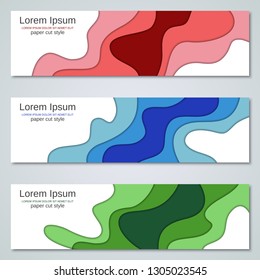 Abstract paper cut colorful web banners vector templates collection