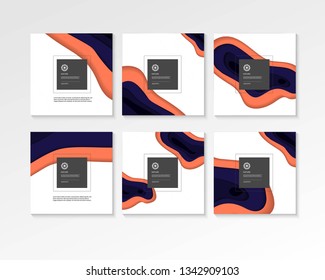 Abstract paper cut concept square backgrounds 