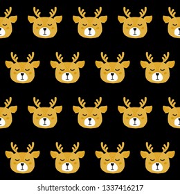 Abstract paper cut deer seamless pattern background. Childish crafted deer for design holiday wrapping paper, baby nappy, textile, birthday wallpaper etc.  