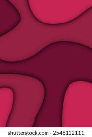 Abstractas diseño de corte de papel. Curvas rojas en capas con sombras que crean Formas profundas y fluidas, adecuadas para fondos creativos o conceptos artísticos