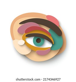 Abstraktes Papier schneidet Auge, Vektorgrafik. Look and Vision Symbol für Ophthalmologie Business, Ophthalmologe Poster Design Element