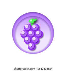 Abstract Paper Cut Food Fruit Grapes Vector Design Style