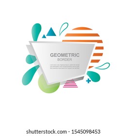 abstract paper cut geometric text box white gray, simple colorful flower petal frame
