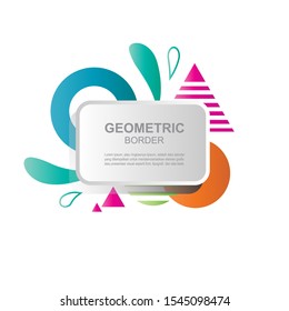 abstract paper cut geometric text box white gray, simple colorful flower petal frame