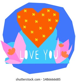 Abstract paper cut heart pattern. Childish crafted heart for design birthday card, valentine's day poster, shop sale advertising, bag print etc.  