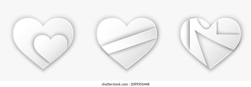 abstract paper cut heart set. valentines and love symbols. decorative vector elements for valentine's day design