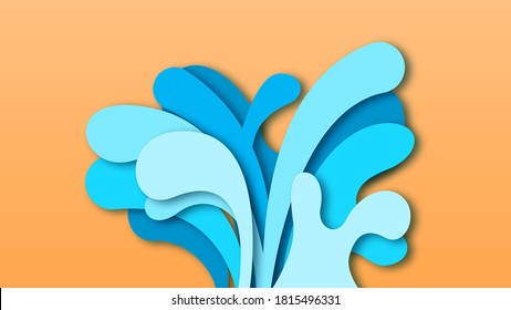 Abstract Paper Cut Ilustration Water Splash Drops Color Orange Background Vector Design Style