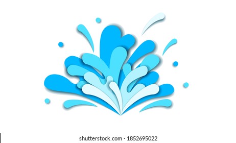 Abstract Paper Cut Ilustration Water Splash Drops Color Orange Background Vector Design Style