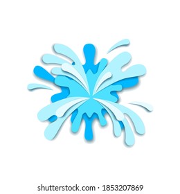 Abstract Paper Cut Ilustration Water Splash Drops Color Blue Background Vector Design Style