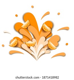 Abstract Paper Cut Ilustration Water Splash Drops Color Orange With Orange Background Vector Design Style