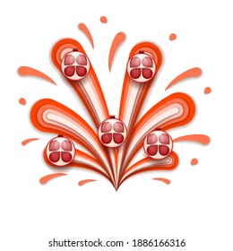Abstract Paper Cut Ilustration Water Splash Drops Color Red With Garnets Background Vector Design Style