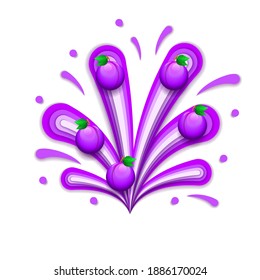 Abstract Paper Cut Ilustration Water Splash Drops Color Purple With Plum Background Vector Design Style
